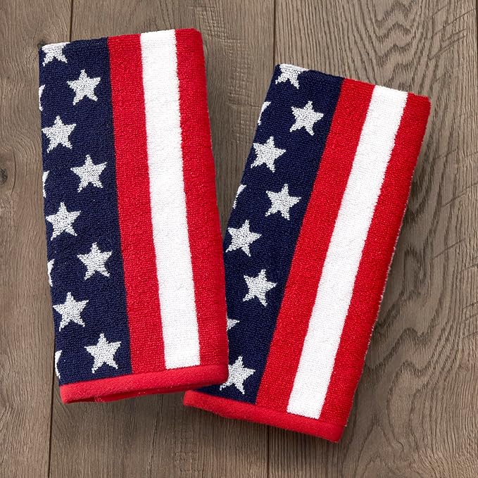 SKL Home American Flag Hand Towel Set-2pc, 100% Cotton, Reversible, Multi - Image 3