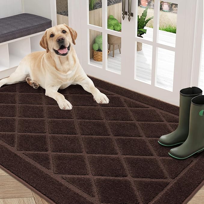 BEQHAUSE Dirt Trapper Door Mat 36" x 60", Doormat Non-Slip, Brown by BEQHAUSE