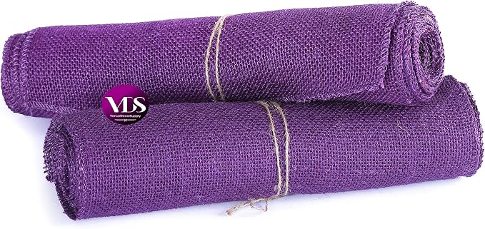 VDS Pack of 25, Burlap Table Runner 100% Natural Jute Rustic Hessian Table Cloth Centrepiece for Wedding Bridal Shower Birthday Event Party Banquet Table Decoration (Size 12X108 Inch)(Purple) - Image 5