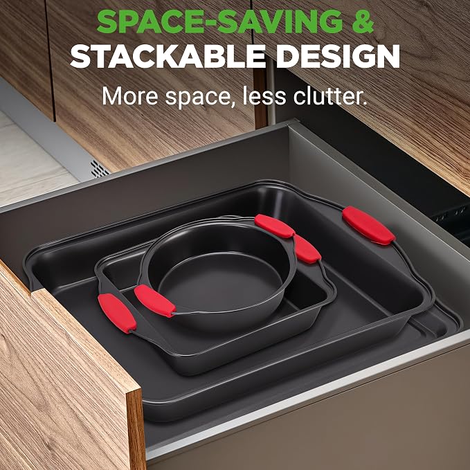 NutriChef Baking Pans Set - 6 Piece Bakeware with Nonstick Carbon Steel for Easy Release and Cleanup, Durable and Versatile Design, Includes Cookie Sheet, Loaf Pan, Muffin Tin & More - Image 3