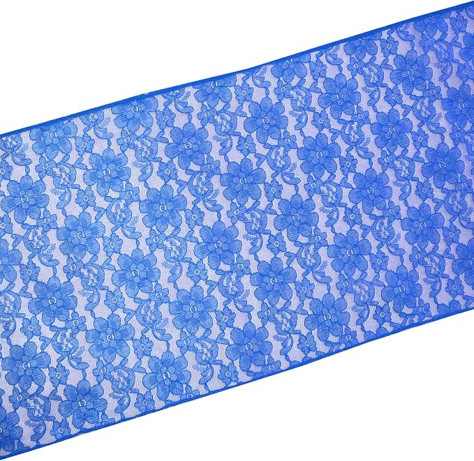 Zen Creative Designs 10 Pack Floral Lace Table Runner Sheer Lace Event Party Wedding Table Decor (12" by 108", Royal Blue) - Image 2