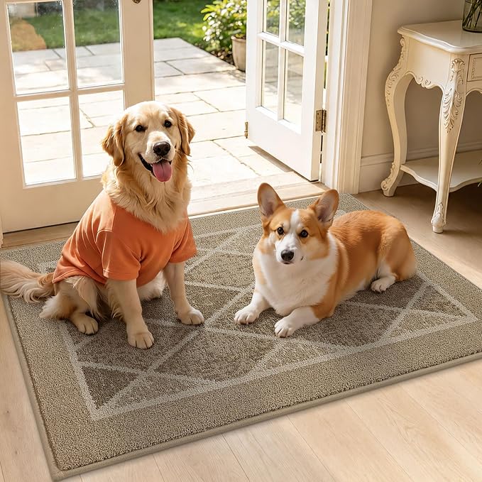 BEQHAUSE Dirt Trapper Door Mats 32" x 48", Non-Slip Washable, Beige - Image 8