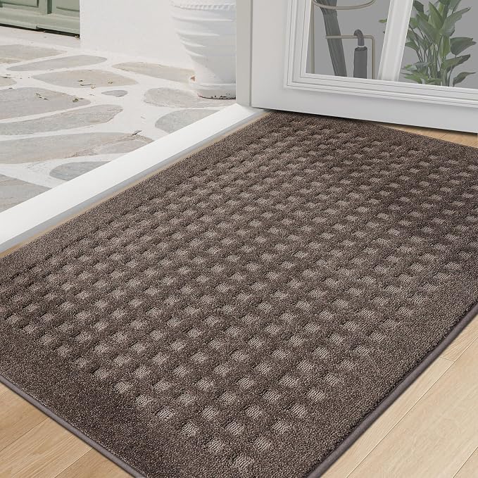 BEQHAUSE Dirt Trapper Door Mats 32"x48", Non Slip Washable, Brown by BEQHAUSE