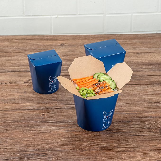 Restaurantware Bio Tek 4 x 3.5 x 4.5 Inch Food Containers, 200 Noodle Takeaway Boxes - Disposable, Sturdy, Frenchie Paper 32 Ounce Take Out Boxes, Round, For Hot Or Cold Foods - Image 9