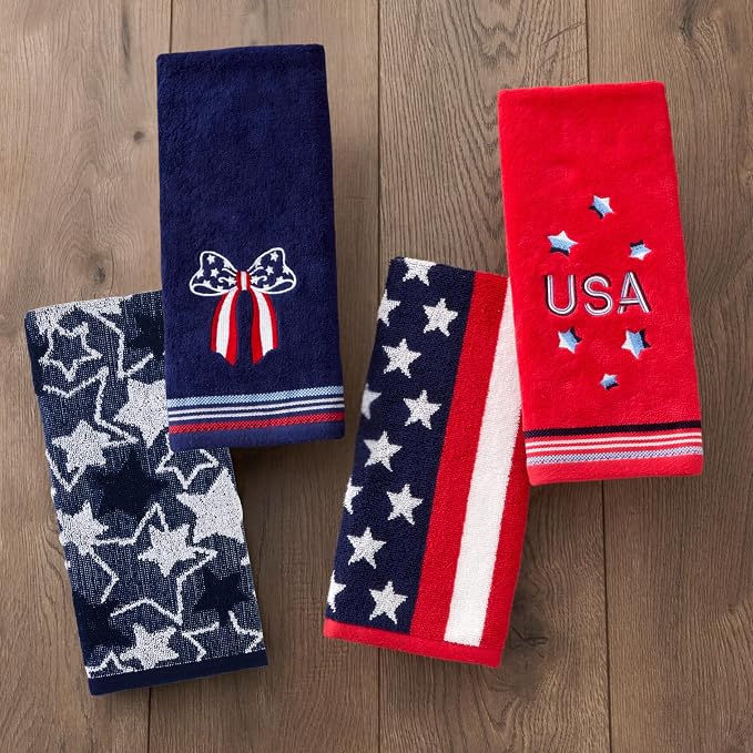 SKL Home American Flag Hand Towel Set-2pc, 100% Cotton, Reversible, Multi - Image 6