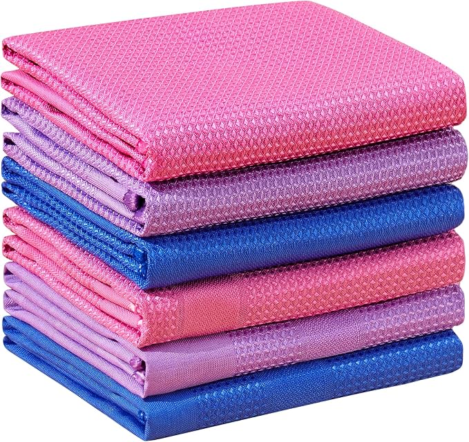 JOYMOOP Microfiber Waffle Weave Cleaning Cloth,Highly Absorbent Kitchen Towels,Quick Drying Lint Free Dish Towels for Kitchen,6 Pack, Mixed Color, 15.7×15.7inch by JOYMOOP