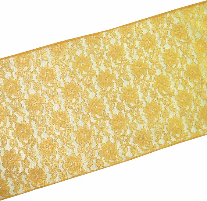 Zen Creative Designs 10 Pack Floral Lace Table Runner Sheer Lace Event Party Wedding Table Decor (12" by 72", Marigold) - Image 2