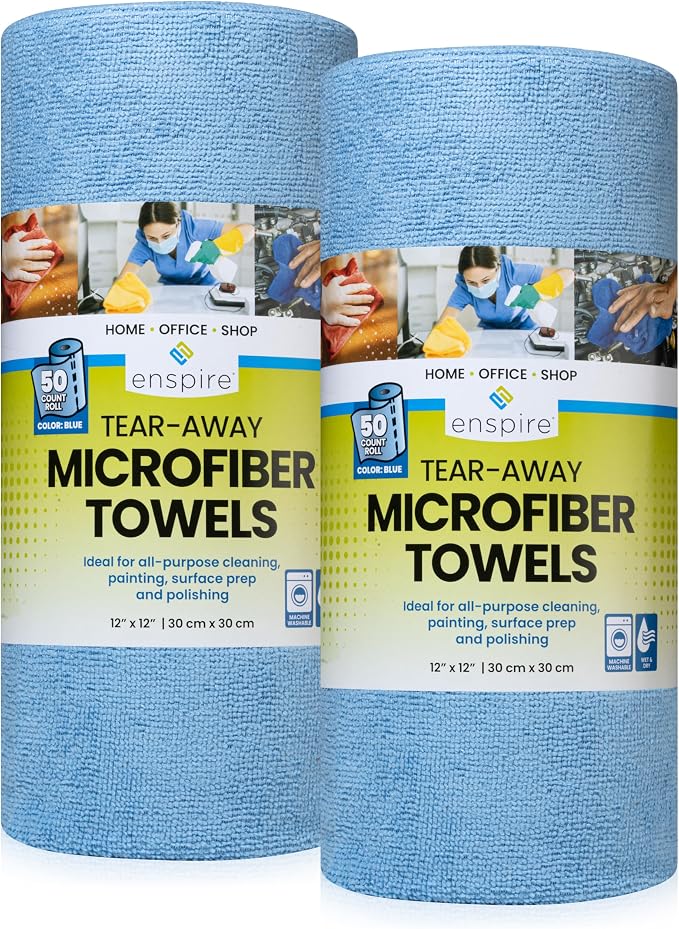 Enspire; 50-Count Premium Microfiber Towels on a Roll; 12" x 12", Blue (905006P2) (2 Rolls, 100 Towels) by Unknown