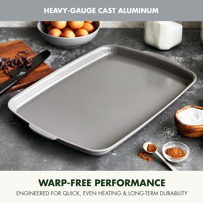 GreenPan Premiere Ovenware Healthy Ceramic Nonstick 18" x 13" Half Rectangular Baking Pan, PFAS-Free, Warp-Free Bakeware, Durable Quick Heating, Oven & Broiler Safe to 600F, Dishwasher Safe, Gray - Image 5