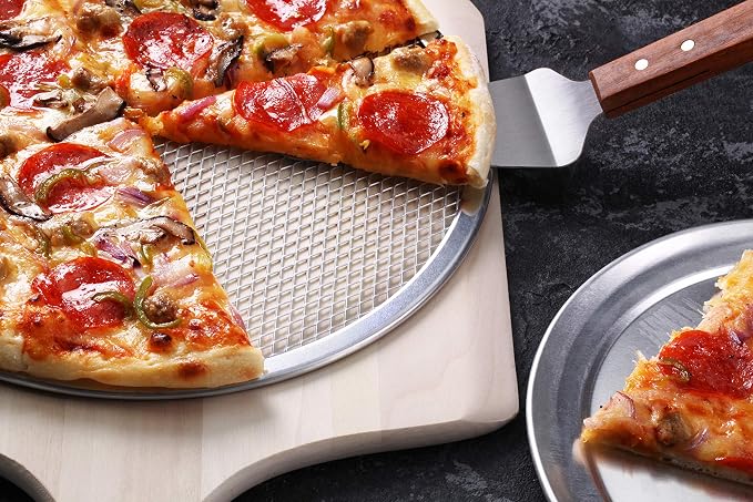 New Star Foodservice Restaurant-Grade Seamless Aluminum Pizza Baking Screen, 10 Inch, Pack of 6 - Image 8