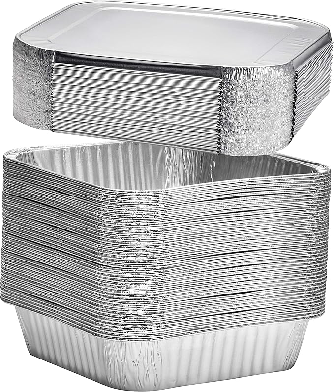 8x8 Disposable Aluminum Pans With Lids - 40 Pack Foil Pans For Cooking, Baking Cakes, Roasting & Homemade Breads - Disposable Food Containers With Foil Lids - Image 8
