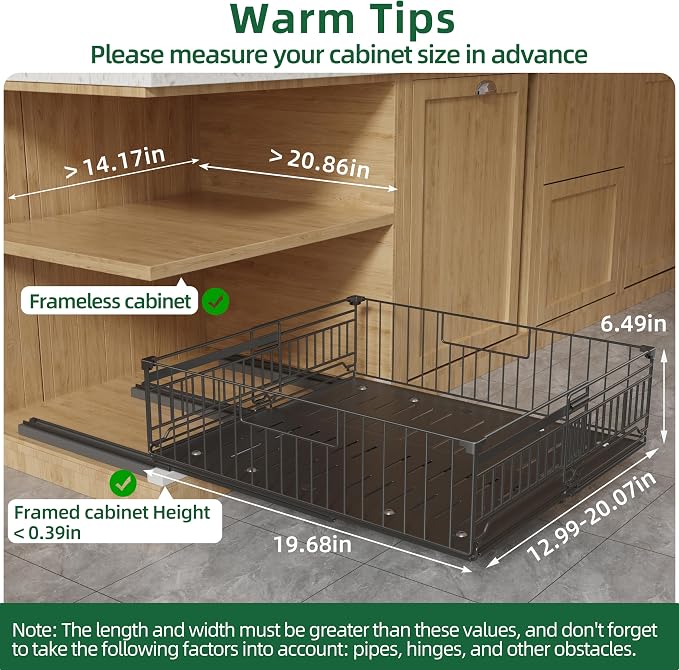 NETEL 2 Pack Expandable Pull Out Cabinet Organizer, 19.7" Deep - Image 2