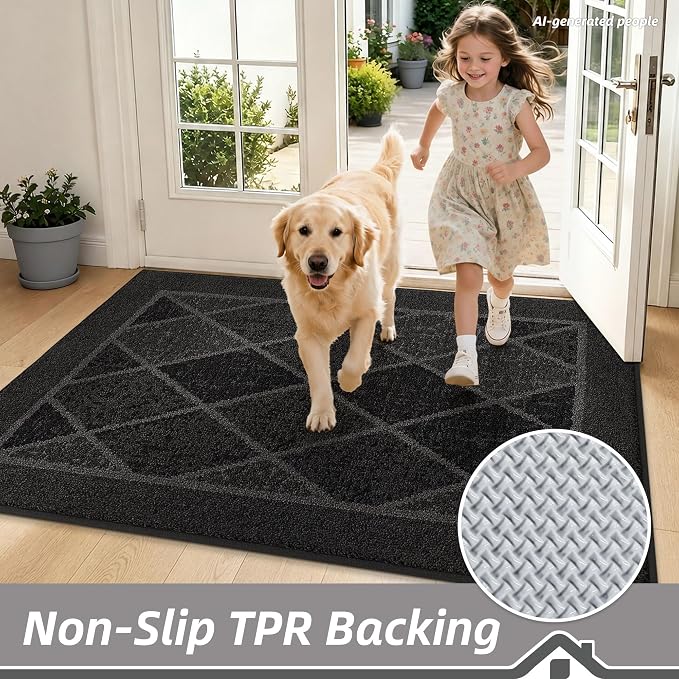 BEQHAUSE Dirt Trapper Door Mats 36" x 60", Non-Slip Washable, Dark Grey - Image 4