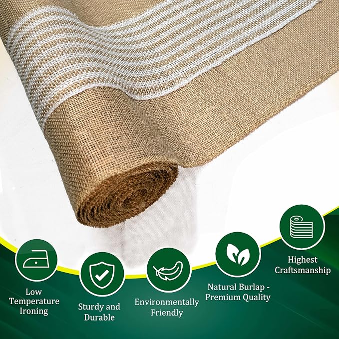 Decorative Table Runner (Pack of 6) – 12”x 108” – Stripe on Natural Rustic Farmhouse Table Runner with Finished Edge – Burlap Runner for Home Decor, Weddings and Christmas - Image 3