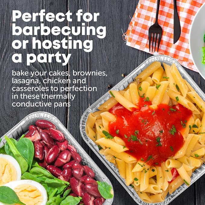 8x8 Disposable Aluminum Pans - 10 Pack Foil Pans For Cooking, Baking Cakes, Roasting & Homemade Breads - Disposable Food Containers - Image 2