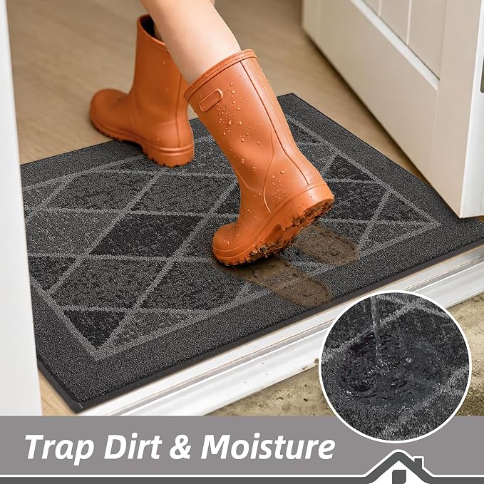 BEQHAUSE Dirt Trapper Door Mats 20" x 32", Non-Slip Washable, Grey - Image 3