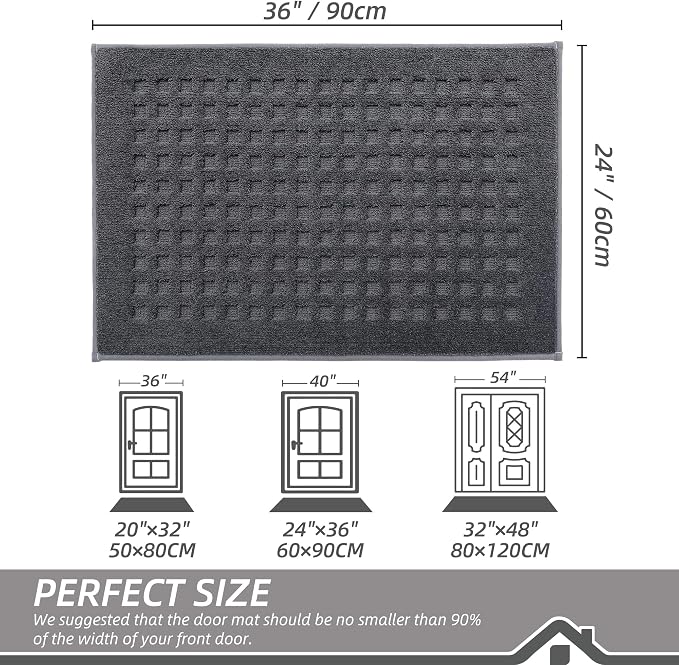 BEQHAUSE Dirt Trapper Door Mats 24"x36", Non Slip Washable, Dark Grey - Image 2