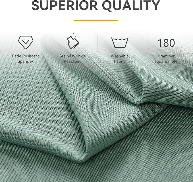 Spandex Tablecloth 6FT Rectangle Table Cover 6 Pcs Dusty Green Wrinkle-Free - Image 4