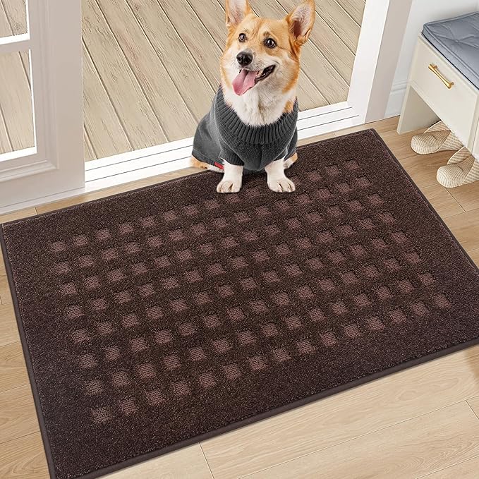 BEQHAUSE Dirt Trapper Door Mats 20"x32", Non Slip Washable, Dark Brown by BEQHAUSE