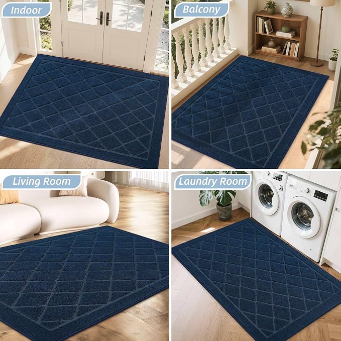 BEQHAUSE Dirt Trapper Door Mat 36" x 60", Doormat Non-Slip, Navy Blue - Image 8