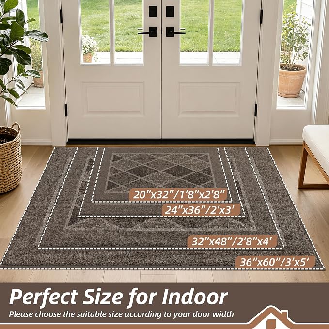 BEQHAUSE Dirt Trapper Door Mats 32" x 48", Non-Slip Washable, Brown - Image 2