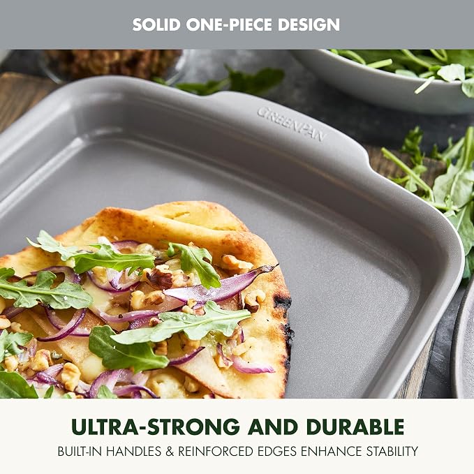 GreenPan Premiere Ovenware Healthy Ceramic Nonstick 13" x 9" Quarter Sheet Baking Pan, PFAS-Free, Warp-Free Bakeware, Durable Quick Heating, Oven & Broiler Safe to 600F, Dishwasher Safe, Gray - Image 3
