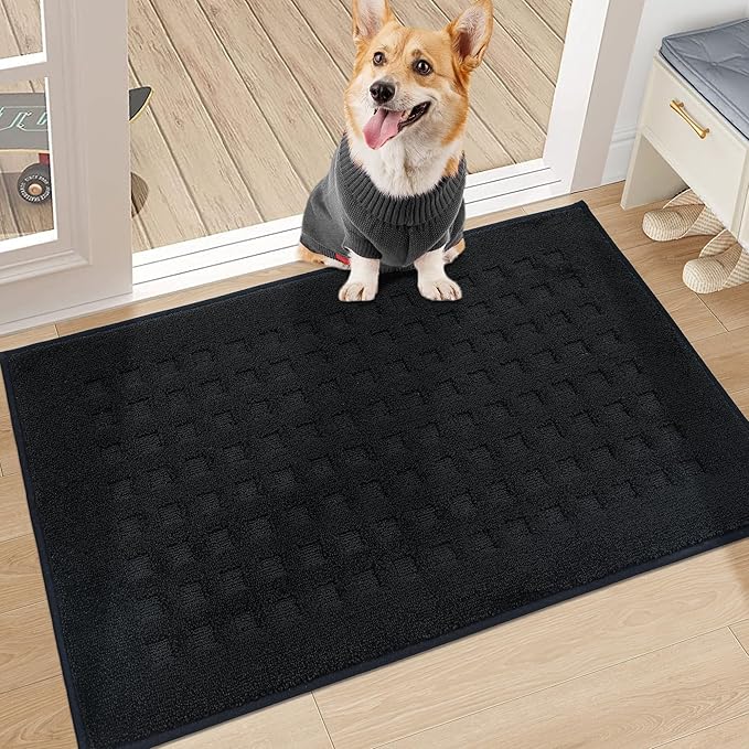 BEQHAUSE Dirt Trapper Door Mats 20"x32", Non Slip Washable, Black by BEQHAUSE