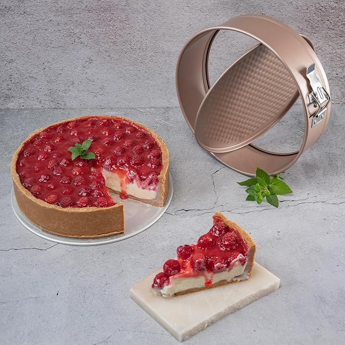 HAPPIELS 9 inch Springform Pan Nonstick, PFOA & BPA Free | | Non-Toxic - High Carbon Steel - Gold - Cheesecake Mold Leakproof - Image 7