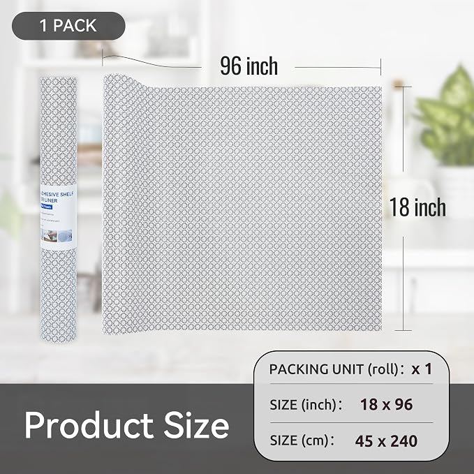 FIFTY FEET 18"x96" Non-Adhesive Shelf Liner for Kitchen Cabinets and Drawers, Washable Non-Slip PVC Cabinet Liner (Black Circle)(1 Roll) - Image 5
