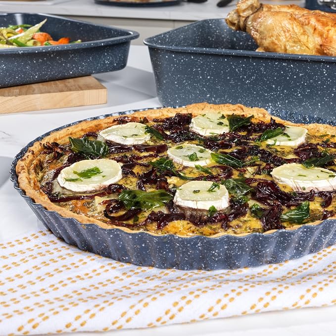 Russell Hobbs RH03411EU7 Nightfall Stone 28cm Tart Tin - 11 Inch Non-Stick Fluted Tart Pan, Round Flan Case, Quiche Dish, Pie Tin, Carbon Steel, Easy Clean Baking Pan, Oven Safe to 220 °C/Gas Mark 7 - Image 3