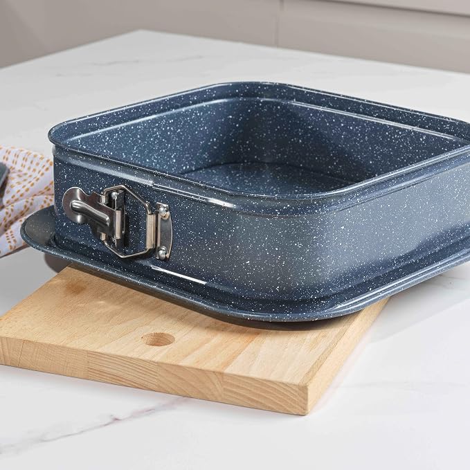 Russell Hobbs RH03425EU7 Nightfall Stone Square Springform Pan - 24cm Non-Stick Cake Tin with Loose Base & Serving Plate, Carbon Steel, Leakproof Baking Pan, for Cake, Cheesecake, Pies, PFOA Free - Image 3