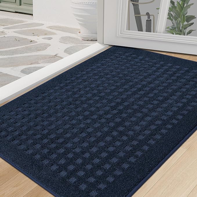 BEQHAUSE Dirt Trapper Door Mats 32"x48", Non Slip Washable, Navy Blue by BEQHAUSE