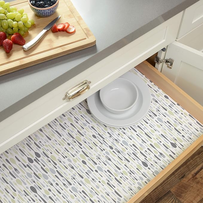 Con-Tact Brand Grip Prints Shelf Liner, Durable and Non-Adhesive Liners, Non-Slip Drawer and Cabinet Liner, 18" x 8', Lunchbox, Pack of 4 Rolls - Image 4