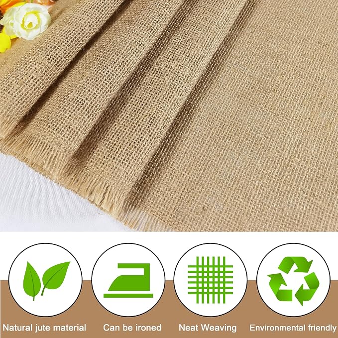 6 Pack 13 x 90 Inch Tassel Burlap Table Runners,Natural Rustic Jute Table Runner and Placemats Bulk for Western Wedding Table Decorations,Farmhouse Style Party,Holiday,Kitchen Table Decor Cover - Image 5
