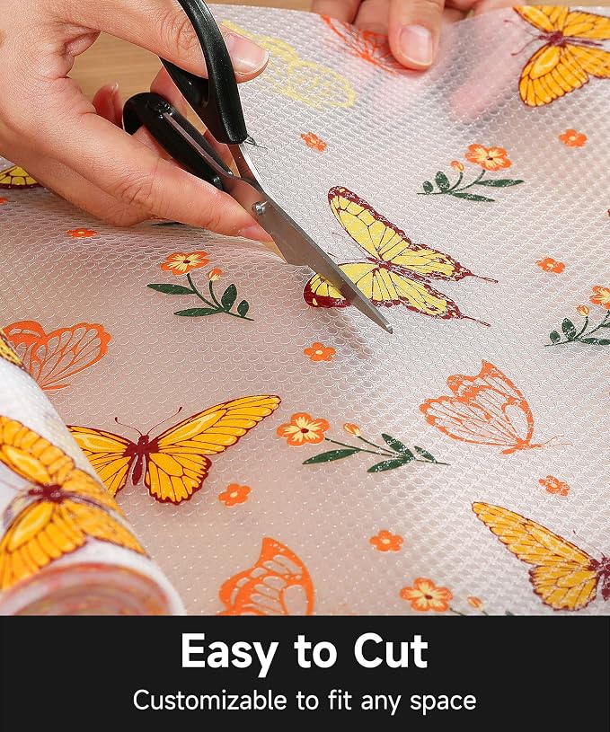 Cooyes Shelf & Drawer Liner for Kitchen Cabinets Non-Adhesive, Waterproof and Washable EVA Shelf Paper, Protect & Decorate Dresser, Bathroom, and Cupboards (Colorful Butterfly, 17.5" W x 78.7" L) - Image 4