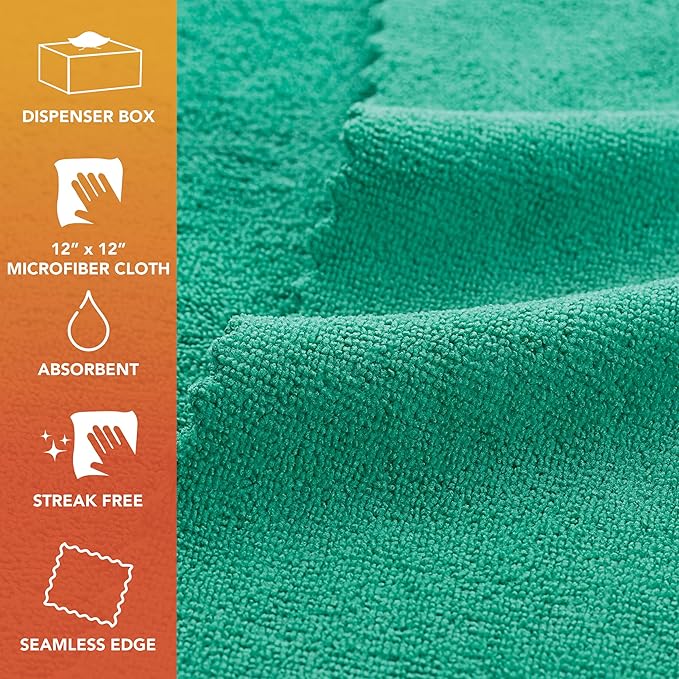 Arkwright Smart Rags Microfiber Cleaning Cloths Bulk, Case of 400, Lint Free 180 GSM Reusable Towels for Auto, Office and Household Cleaning, 12 x 12 in, Green - Image 2
