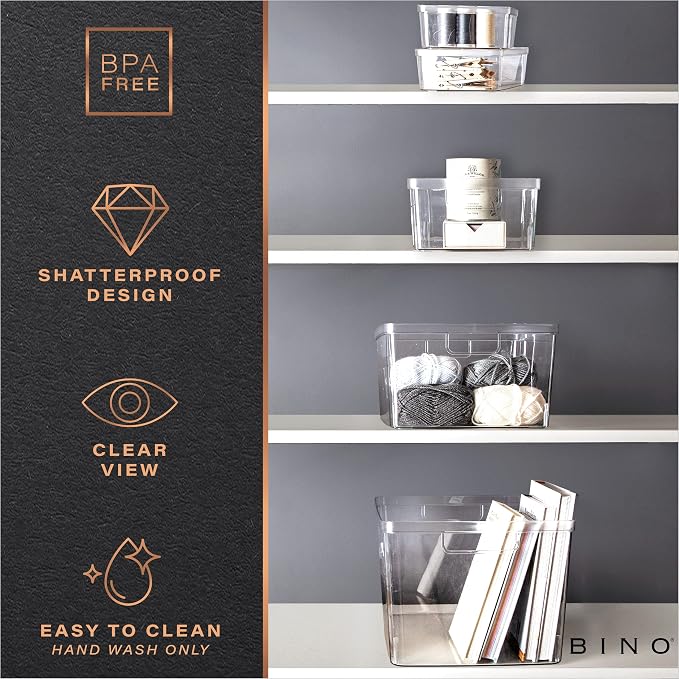 BINO | Plastic Storage Bins, X-Small - 15 Pack | THE LUCID COLLECTION | Multi-Use Built-In Handles BPA-Free Clear Storage Containers | Fridge Organizer | Pantry & Home Organization - Image 7