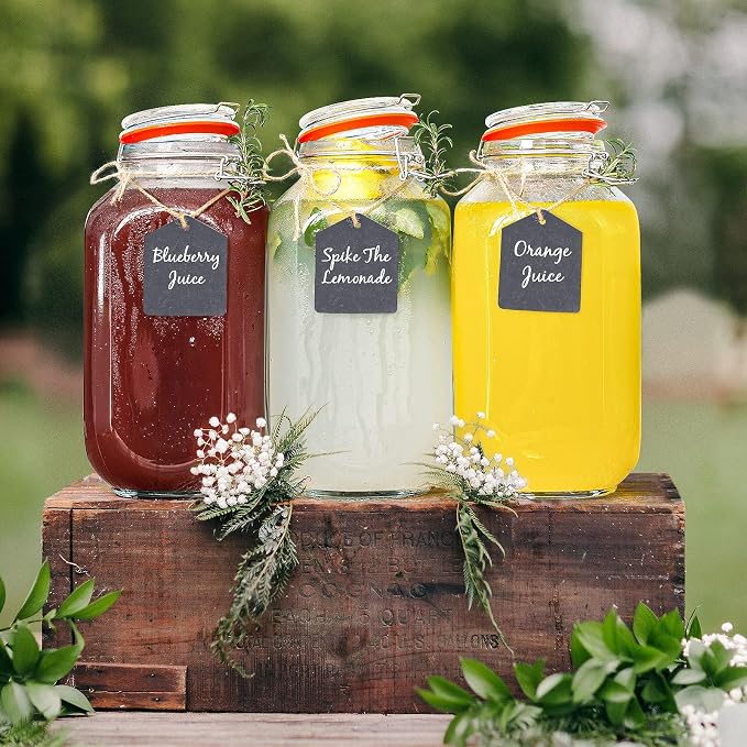 Huichuiero 1 Gallon Square Glass Storage Jars with Airtight Lids, 2 Pack | Large Pickle Jars, Glass Canister, Pantry Storage, Fermenting, Flour & Sugar, Kombucha, Sun Tea, Extra Labels & Gasket - Image 2