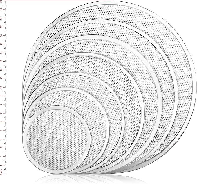 New Star Foodservice Restaurant-Grade Seamless Aluminum Pizza Baking Screen, 14 Inch, Pack of 6 - Image 3