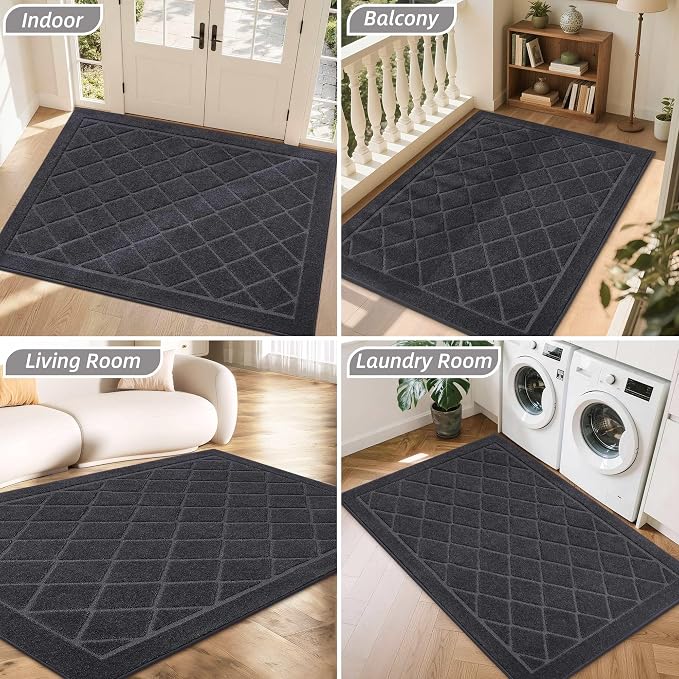 BEQHAUSE Dirt Trapper Door Mat 36" x 60", Doormat Non-Slip, Dark Grey - Image 8