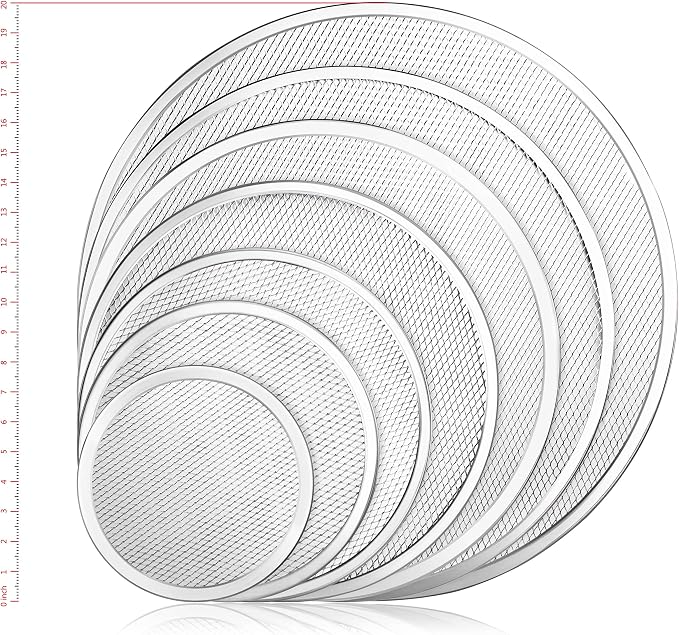New Star Foodservice Restaurant-Grade Seamless Aluminum Pizza Baking Screen, 10 Inch, Pack of 6 - Image 4