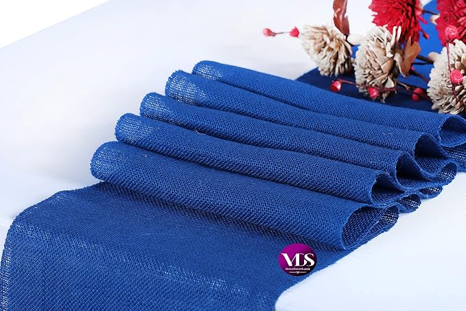 VDS Pack of 15, Burlap Table Runner 100% Natural Jute Rustic Hessian Table Cloth Centrepiece for Wedding Bridal Shower Birthday Event Party Banquet Table Decoration (Size 12X108 Inch)(Royal Blue) - Image 3