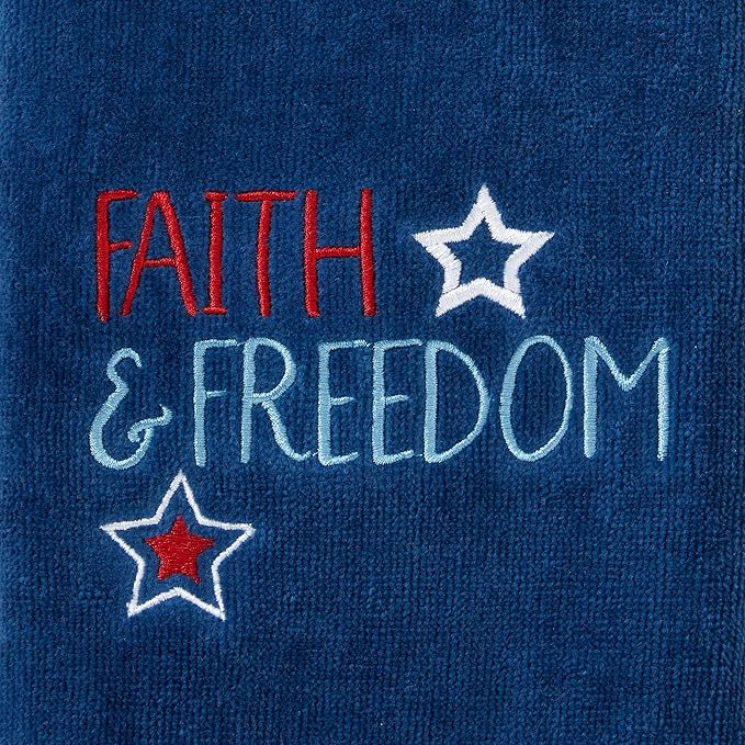 SKL Home Faith & Freedom Hand Towel Set-2pc, 100% Cotton, Embroidered, Navy - Image 3