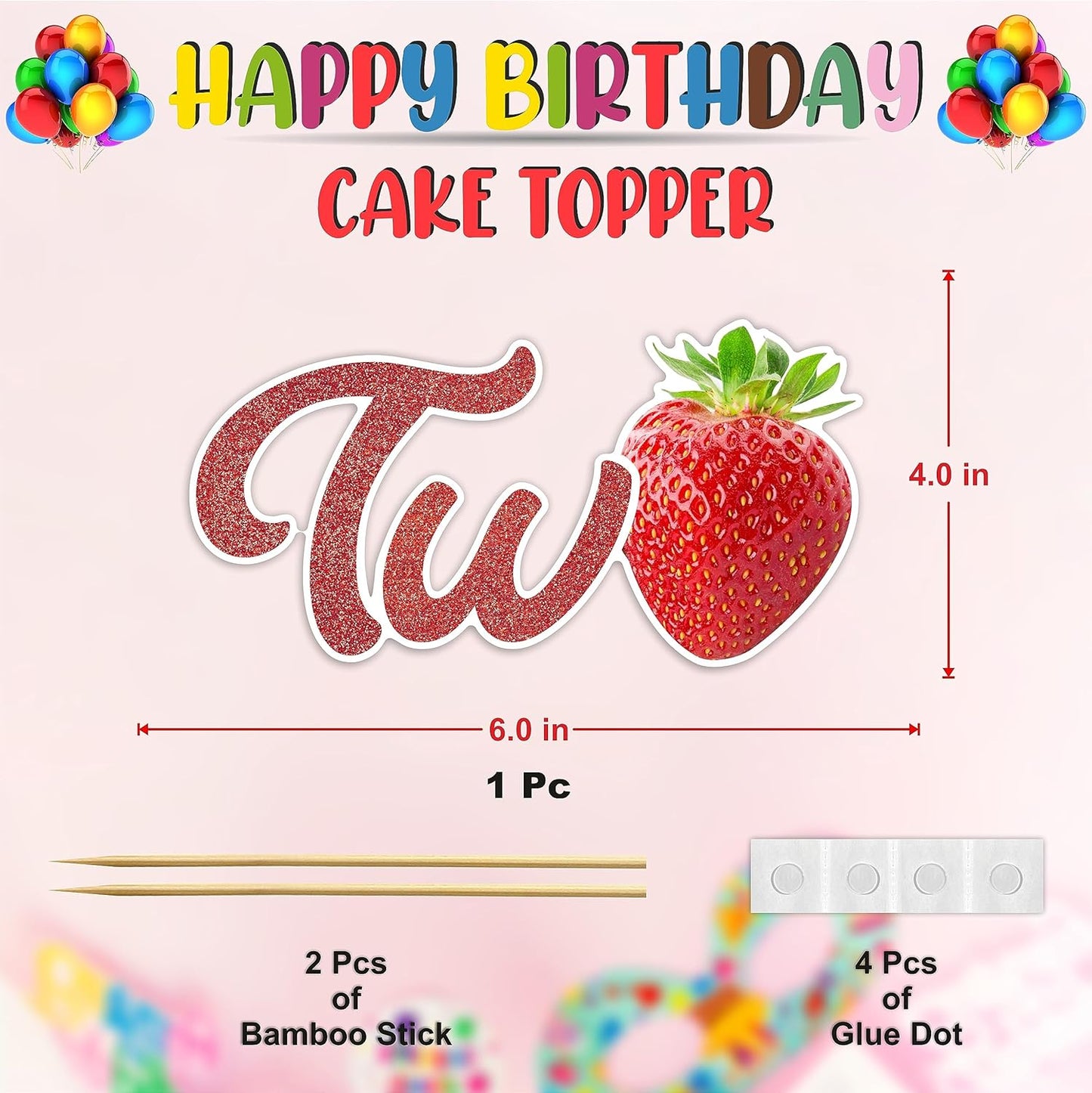 Seyal® Real Strawberry Two Cake Topper