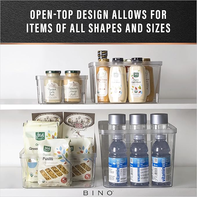 BINO | Plastic Storage Bins, X-Small - 15 Pack | THE LUCID COLLECTION | Multi-Use Built-In Handles BPA-Free Clear Storage Containers | Fridge Organizer | Pantry & Home Organization - Image 4