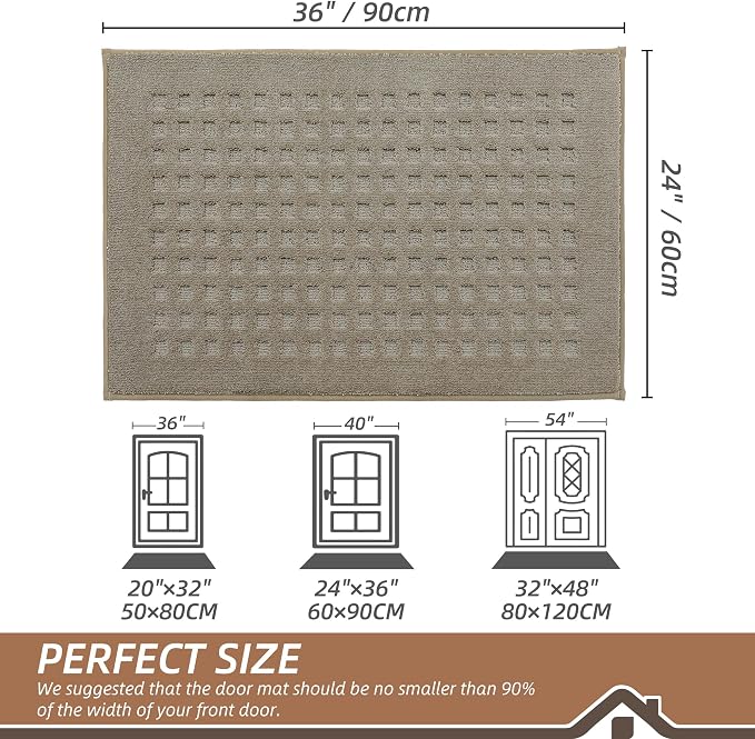 BEQHAUSE Dirt Trapper Door Mats 24"x36", Non Slip Washable, Beige - Image 2