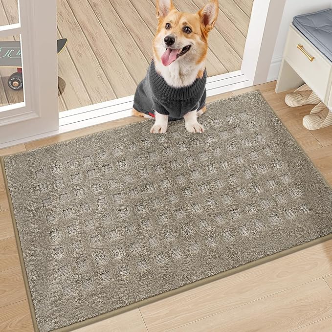 BEQHAUSE Dirt Trapper Door Mats 20"x32", Non Slip Washable, Beige by BEQHAUSE