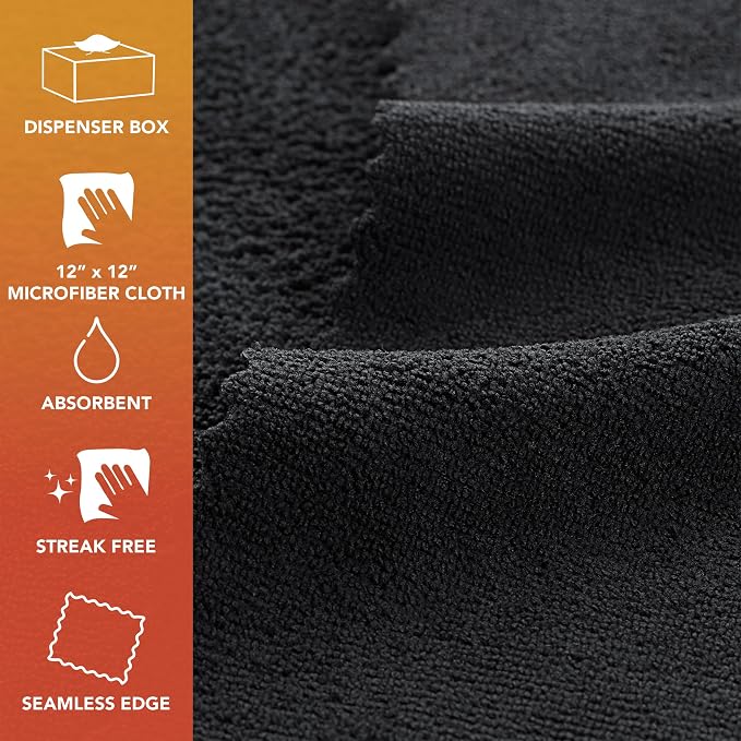 Arkwright Smart Rags Microfiber Cleaning Cloths, Pack of 50 in a Box, Lint Free 180 GSM Reusable Towels for Auto, Office and Household Cleaning, 12 x 12 in, Black - Image 2