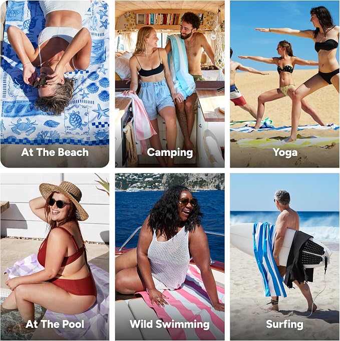 Dock & Bay Beach Towel - Quick Dry, Sand Free - Compact, Lightweight - 100% Recycled - Includes Bag - Grecian Shores - Extra Large (200x90cm, 78x35) - Image 4