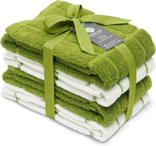 100% Cotton Terry Dish Towels, 4 pack16 x26 Inches, Super Soft and Absorbent Kitchen Towels, Perfect for Kitchen Cleaning and Dish Washing | Green